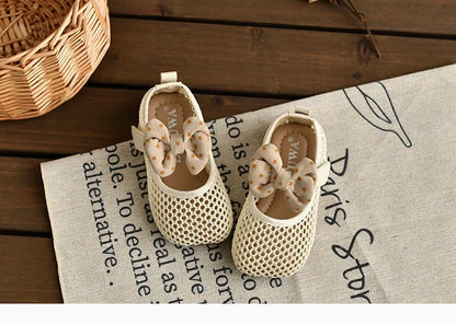 Children Girls Mesh Sandals Baby Summer Toddlers Fashion First Walker Shoes Causal Bowknot Sweet Kids Soft Sandals Breathable.