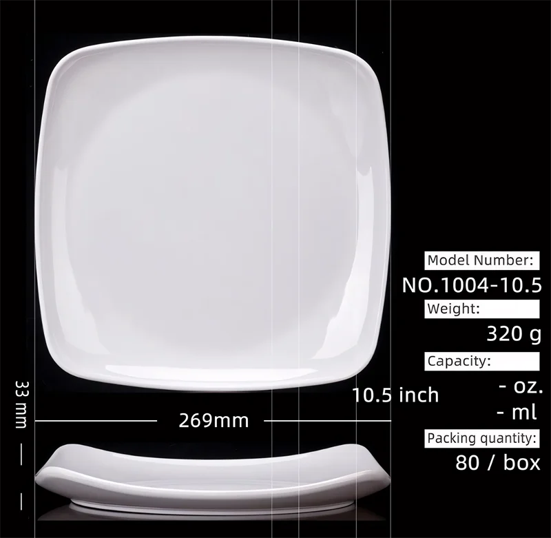 Melamine White Dinner Plate Fast Food Square Dishes School Rice Meal Serving Trays Cheap Hotel Table Decoration and Accessories.