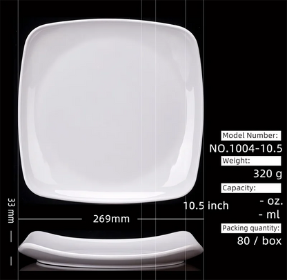 Melamine White Dinner Plate Fast Food Square Dishes School Rice Meal Serving Trays Cheap Hotel Table Decoration and Accessories.
