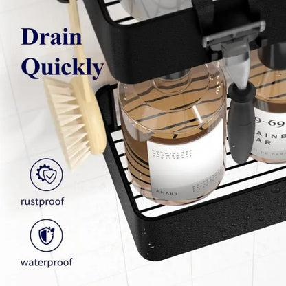 Großer Duschkorb, 2er-Pack, selbstklebender Dusch-Organizer, bohrfreie Duschregale für Innendusche und Badezimmer