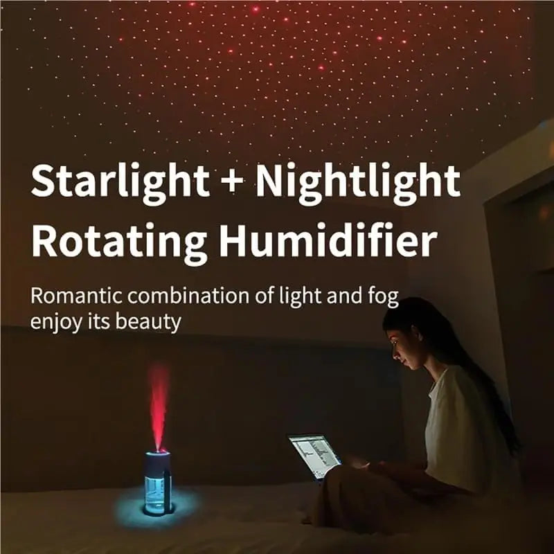 Air Humidifier Portable Humidifier with Rotating Mist & Starry Light USB Car Humidifier Smart Humidifier for Home Office Travel.