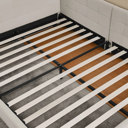 Modernes Einzelbett 90*200 cm, hautfreundliches Samtdesign, Babybett mit hoher Rückenlehne, Beige und Dunkelgrau (ohne Matratze)