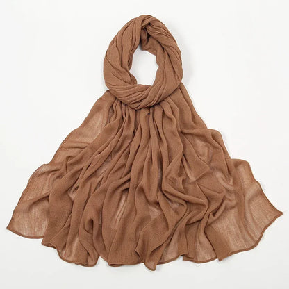 New Crinkle Rayon Hijab Muslim Scarf Women Solid Shawl Big Size Headscarf Islamic Turban Plain Foulard Headband Wrap