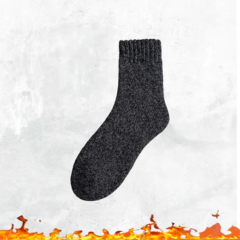 Men's thick warm towel socks 3 pairs of casual solid color mid-calf socks winter men's socks