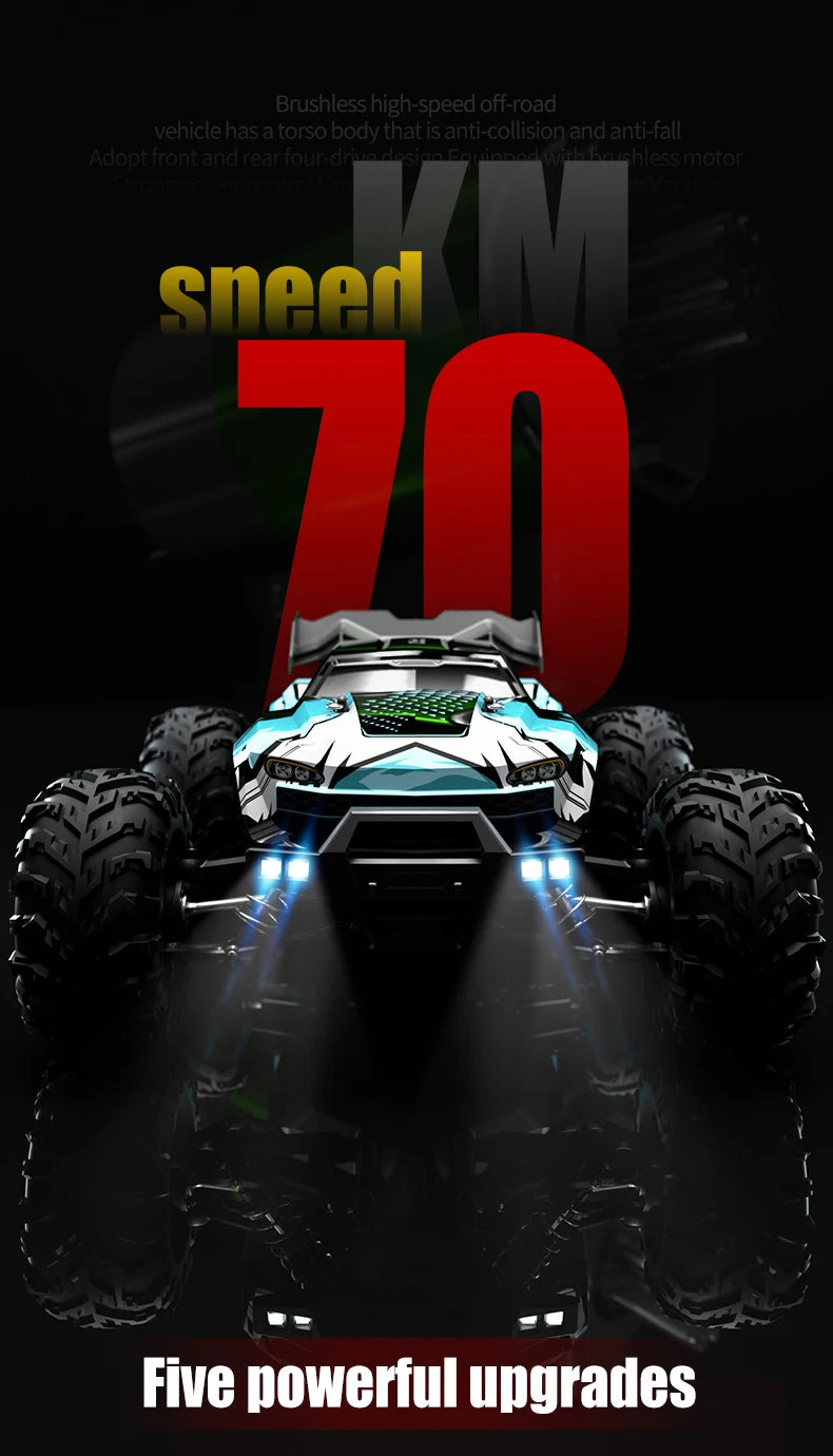 Teeggi 16101 /16102 PRO 1:16 High Speed RC Car With LED Light Drift 70KM/H 4WD RC Off-Road Car Monster Truck Toy For Kid Gifts.