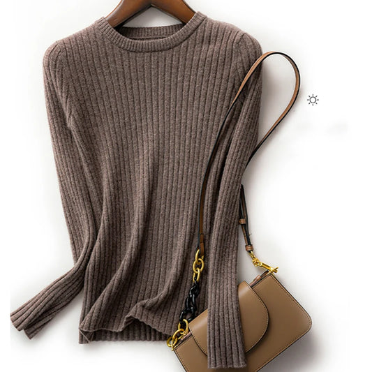 Frauen Pullover Oansatz Herbst Winter Grundlegende Pullover Warme Casual Pulls Jumper Koreanische Langarm Solide Strickwaren Bodenbildung Top