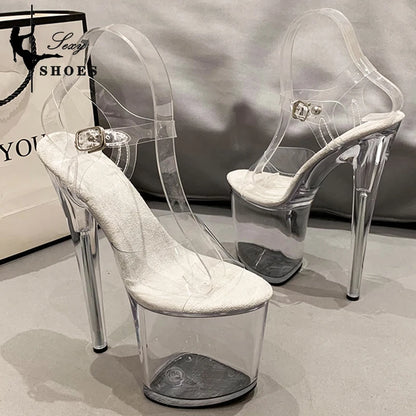 Platform sandals Girl shoes 20CM crystal Summer high heels ladies shoes on sale Pole Dance Pumps sandalias de mujer verano.