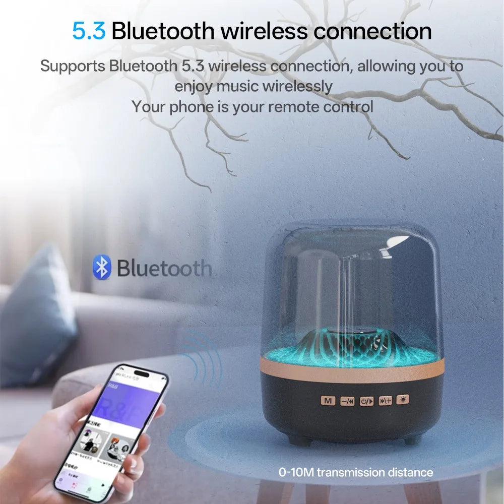 Portable Bluetooth 5.3 Breathing Lamp Speakers 3D Hi-Fi  Audio Subwoofer Outdoor Loudspeaker Music Surround Bass Box Speaker.