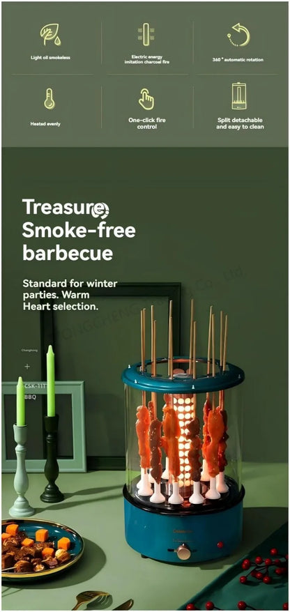 Non-smoking Automatic Rotating Household Electric Barbecue Oven Large Capacity Camping Multi-function.