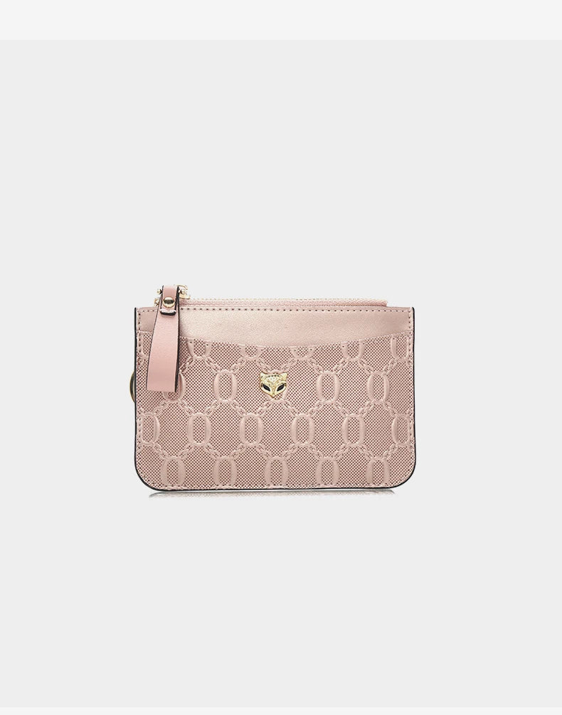 FOXER Split Leather Women's Card Holder Wallet Fashion Anti-theft Thin Wallet Mini Clutch Bag Ladies Short Coin Wallet Purse.