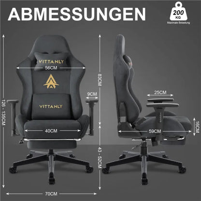 Kitinjoy Gaming-Stuhl aus natürlichem Wildleder, hohe Rückenlehne, ergonomischer Computerstuhl mit Fußstütze, bequemer Bürostuhl für Erwachsene