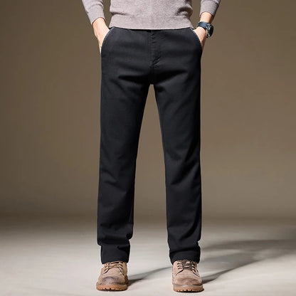 Autumn Winter High Quality Lyocell Fabric Casual Pants Men Solid color Business Fashion Straight Chinos Gray Brand Trousers Male.