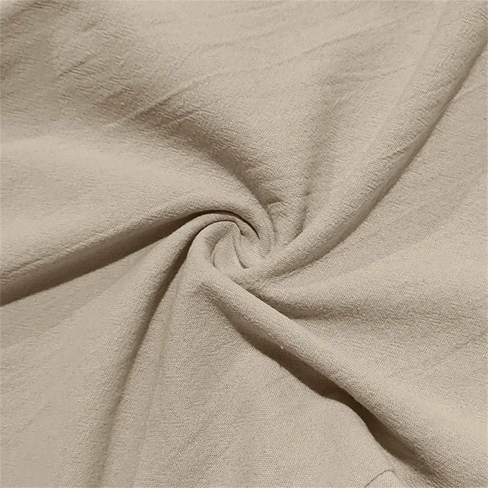 Autumn New Men's Cotton Pants Solid Color Button Drawstring Design Casual Loose Fit Cozy Trousers Simple Style Long Pants.