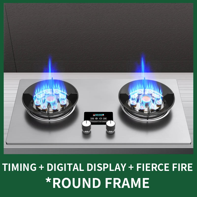 5KW Gas Stove Home Double Embedded Gas Stove Energy-saving Fierce Fire Stove Gas Cooktop Double hole gas stove.