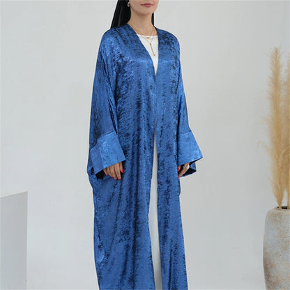 Ramadan Shiny Satin Open Kimono Abaya Dubai Luxury 2025 Muslim Kaftan Dress Abayas For Women Islam Clothing Robe Femme Musulmane