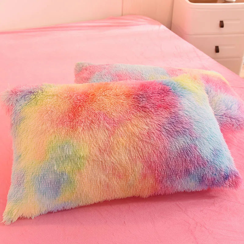 3Pcs Super Shaggy Coral Fleece Warm Cozy Princess Bedding Set Mink Velvet Duvet Cover Set Bed Comforter Cover Blanket Pillowcase.