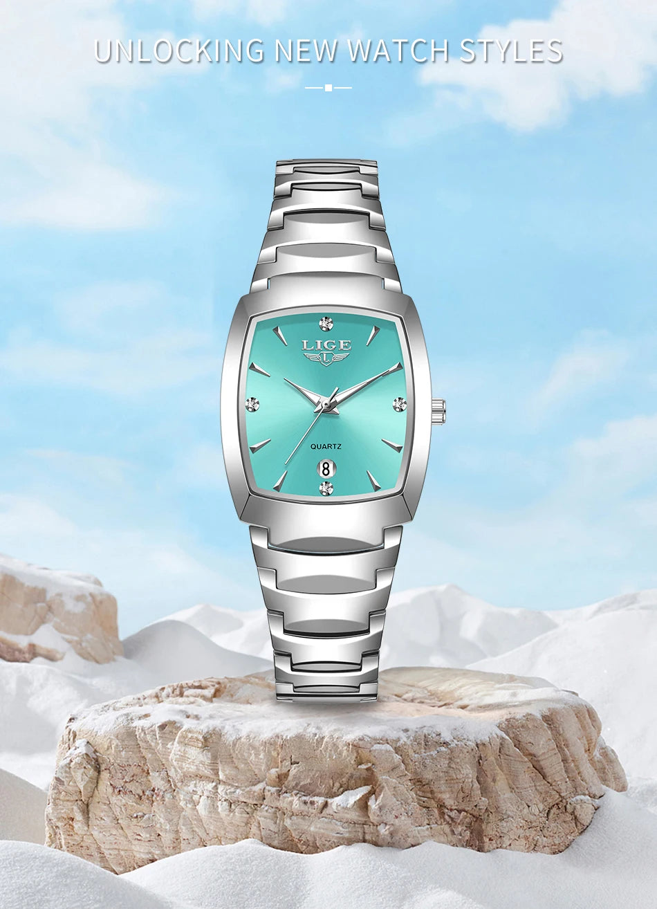LIGE New Ladies Waterproof Watch Luxury Stainless Steel Women Watches Creative Fashion Original Elegant Quartz Wristwatch Gift.