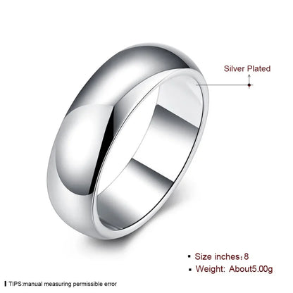High Quality 925 Sterling Silver Ring Fashion Simple Smooth Round Ring Party Jewelry for Women Size 5 6 7 8 9 10 11.