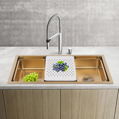 Gold 30 × 18 × 9 Inch 304 Stainless Steel Sink Undercarriage Kitchen Sink Stainless Steel Sink For Restaurants Dessert Shops Etc