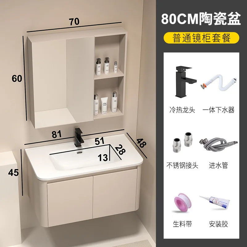 Moderner intelligenter Badezimmerschrank, Wabenstruktur, Aluminium, WC, Waschbecken, Schrank, Kombination, integriertes Keramikwaschbecken, Waschtisch