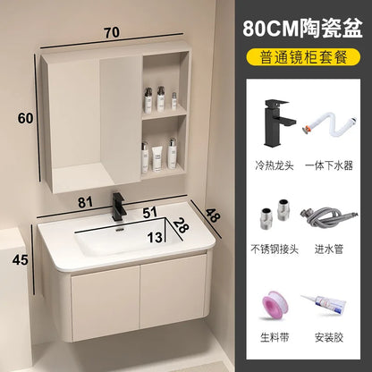 Moderner intelligenter Badezimmerschrank, Wabenstruktur, Aluminium, WC, Waschbecken, Schrank, Kombination, integriertes Keramikwaschbecken, Waschtisch