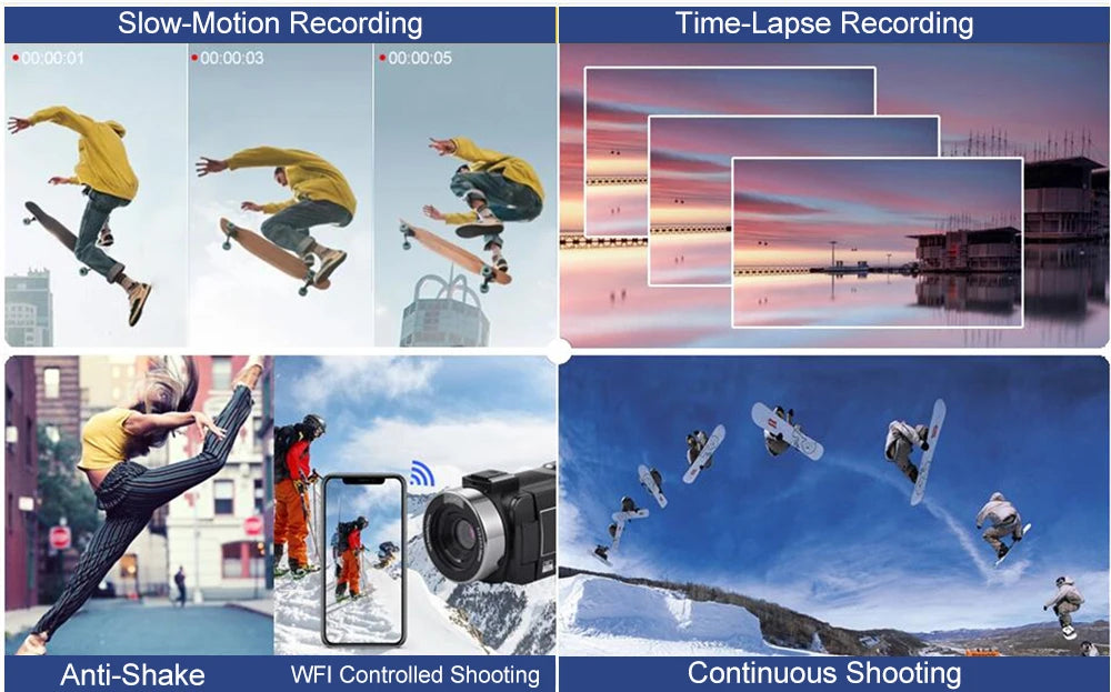 8K Digital Photography Camera 48MP Handheld DV 18X igital Zoom Camera Recorder 3'' LCD Touch Screen Portable Recording Camcorder.