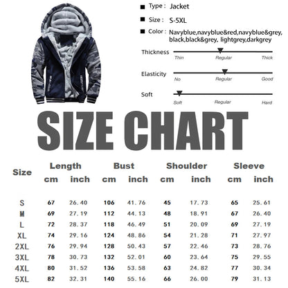 Men's Jacket Camouflage Thicken Winter Jackets for Men Fleece Long Sleeve Coat Man Casual Hoodies Streetwear Men's Coats.