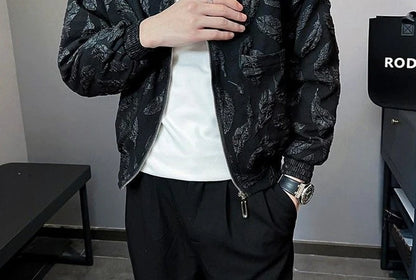 Man Coat Spring Autumn Black Jacket for Men Printed Zip V Clothing Fashion 2024 High Quality Cold Stylish Casual Luxury Designer.