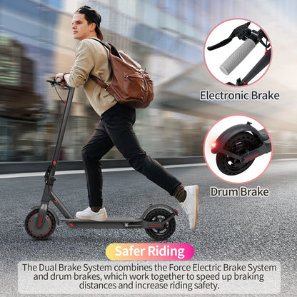 ATSANT Adult Electric Scooter 350W Powerful Motor 36V 25KM Long Range 8.5Inch with Storage Box Smart App Foldable Escooter.
