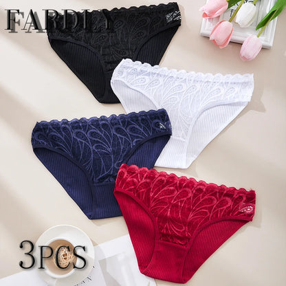 3PCS Cotton Solid Color Women's Panties Breathable Skin-friendly Women's Underwear Home Comfortable Soft Sexy Ladies' Lingerie.