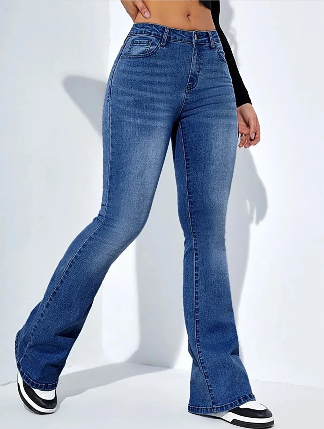 Women's jeans high waist stretch comfortable flared pants Denim pants.