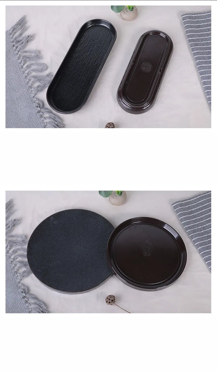 Hotpot Restaurant Melamine Tableware Black Frosted Dinner Plate Japanese Sushi Plates Not Easily Broken Snack Fruit Dishes.