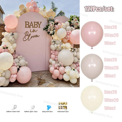 1Set Boho Dusty Pink Ballon Bogen Girlande Kit Neutral Rosa Weiß Sand Elfenbein Ballons für Mädchen Baby Dusche Geburtstag Hochzeit Deco