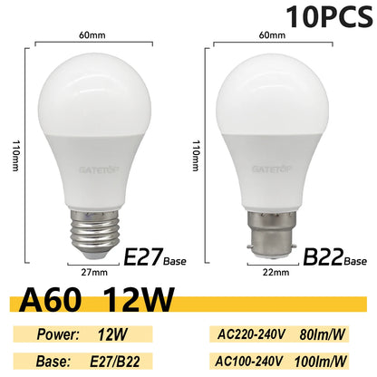 1/10PCS Energiesparlampe E27 B22 Lampen A60 A80 AC220V 230V 110V LED-Licht 20W 18W 24W für Home Derection Wohnzimmerbeleuchtung