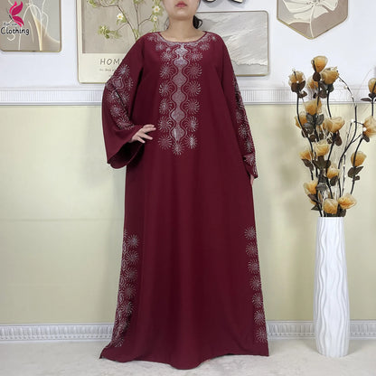 2025New High-Quality Dubai Muslim Abaya for Women Dress Islamic Turkey Femme Clothing Long Sleeve Loose African Dress With Scarf.