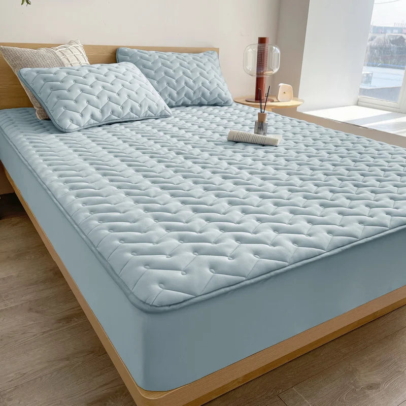 3pcs Waterproof Bedding Set 1pc Mattress Cover 2pcs Pillowcase Soft Comfortable Fitted Sheet Washable Durable Mattress Protector.