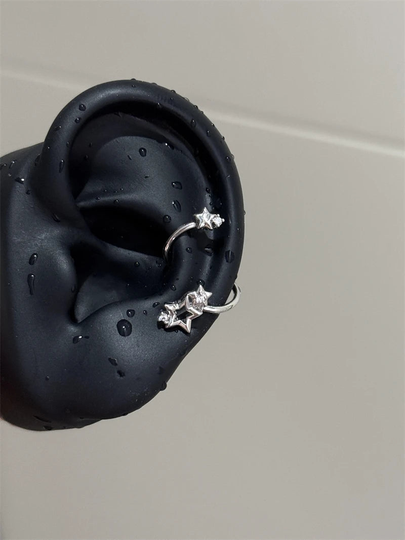 1PCS Star Surround Planet Spiral 316L Stainless Steel Ear Bone Nail for Women New Fashion Silver Color Earrings Accessories.