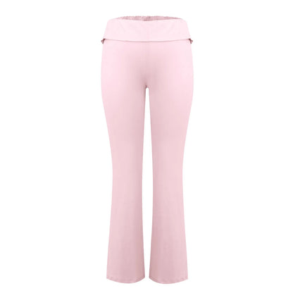 Damenmode, einfarbig, schmale Passform, schmale Reverse-Taille, niedrige Taille, elastische Taille, Schlaghose, Hose für Damen, Damenhose 2024