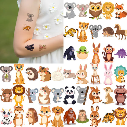54 stücke Temporäre Tattoo Fictional Tier Darstellungen Cartoon Cartoon Tiere Wildlife Icons Temporäre Tattoo Aufkleber Für Arme.