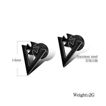 New 2PCS Men's Knights Simple Cross Stud Earrings Templar Knight Ear Studs Stainless Steel Crucifix Male Jewelry Gifts.