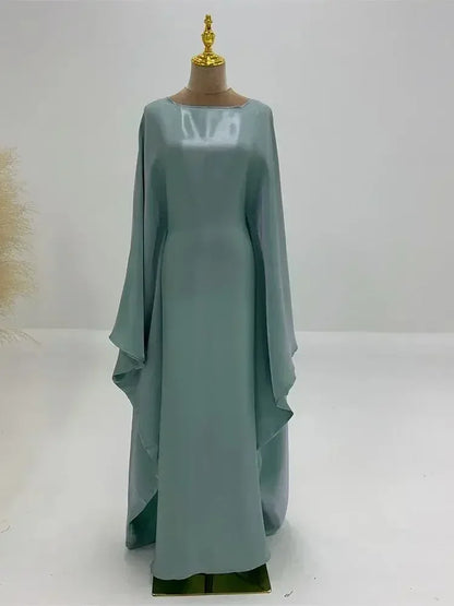 Summer Butterfly Batwing Satin Shiny Abaya Dubai Luxury 2024 Islam Muslim Maxi Kaftan Dress Kebaya Abayas for Women Vestidos