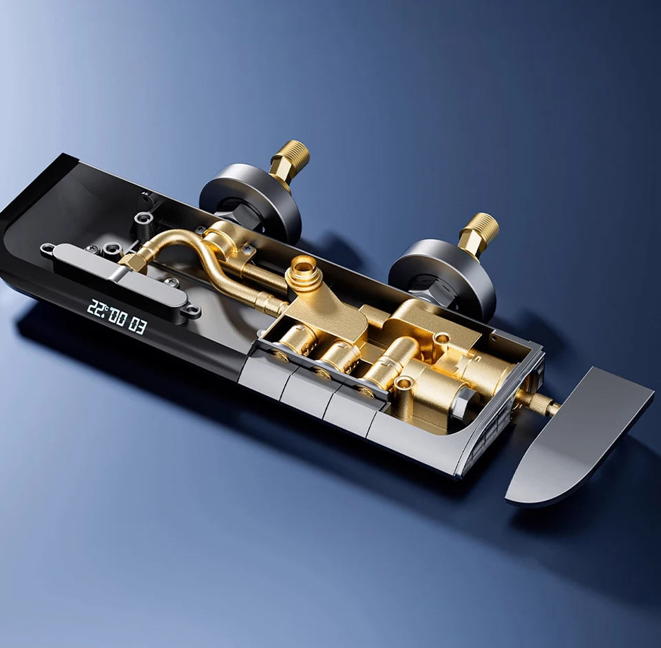 VGX Thermostatic Shower System Set Smart Digital Bathroom Shower Faucet Set Temperature Display Rainlfall Bathroom Shower Set