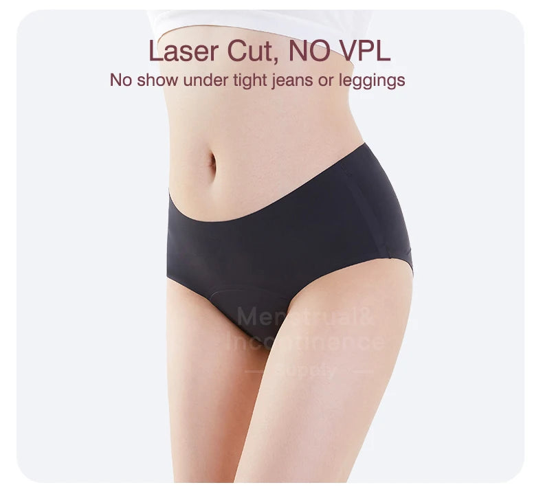 Seamless 4-Layer Menstrual Panties Mid-brief Breathable Reusable Leakproof Underwear for Women Fast Absorption.