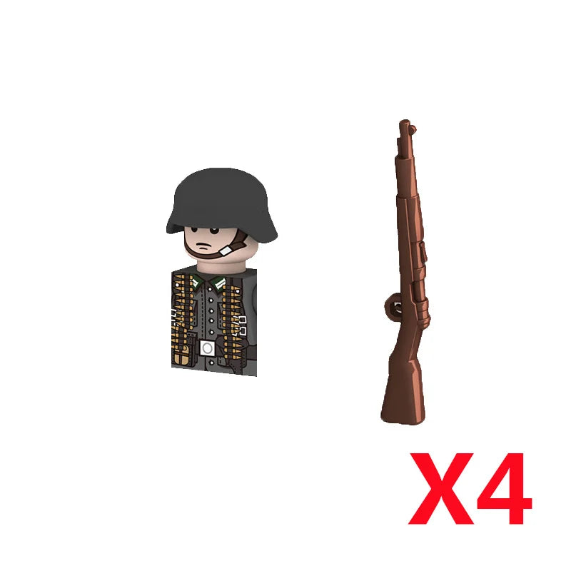 Military WWII Figure Building Blocks Accessories MP40 Rocket Launcher MG42 Officer Army Camouflage Soldier Pzf 98K Toy Gift N029