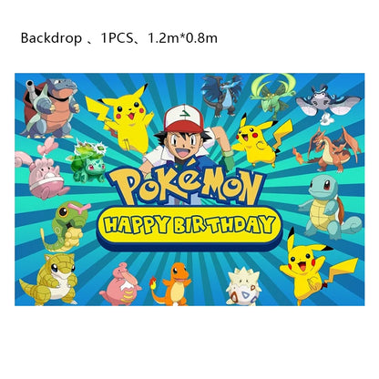Pokemon Geburtstag Party Dekoration Neue Ligntning Pikachu Ballon Kid Event Liefert Einweg Geschirr Banner Hintergrund Platte.