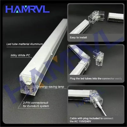 Hexagon Light Adjustable Suspension Rope and Splicing Connector All Copper 2Pin V/Y/L/T/I Cable LED Tube Lamp for Garage Ceiling.