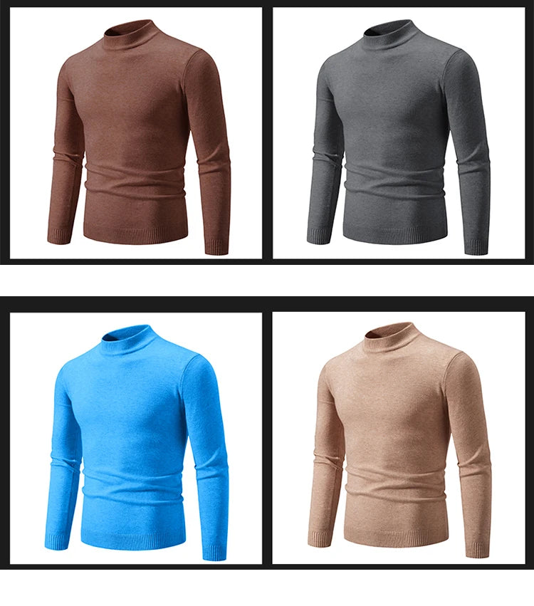 New Autumn Winter Designer Fashion Half Turtleneck Knitted Sweater High Quality Mens Casual Solid Color Warm Women Sweaters.