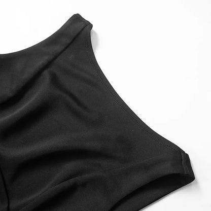 Damen-Abschlusskleid, Y2k-Mini-Trägerkleid, solides, ärmelloses, fließendes kurzes Kleid, offener Rücken über dem Knie, kurzes Sommerkleid.