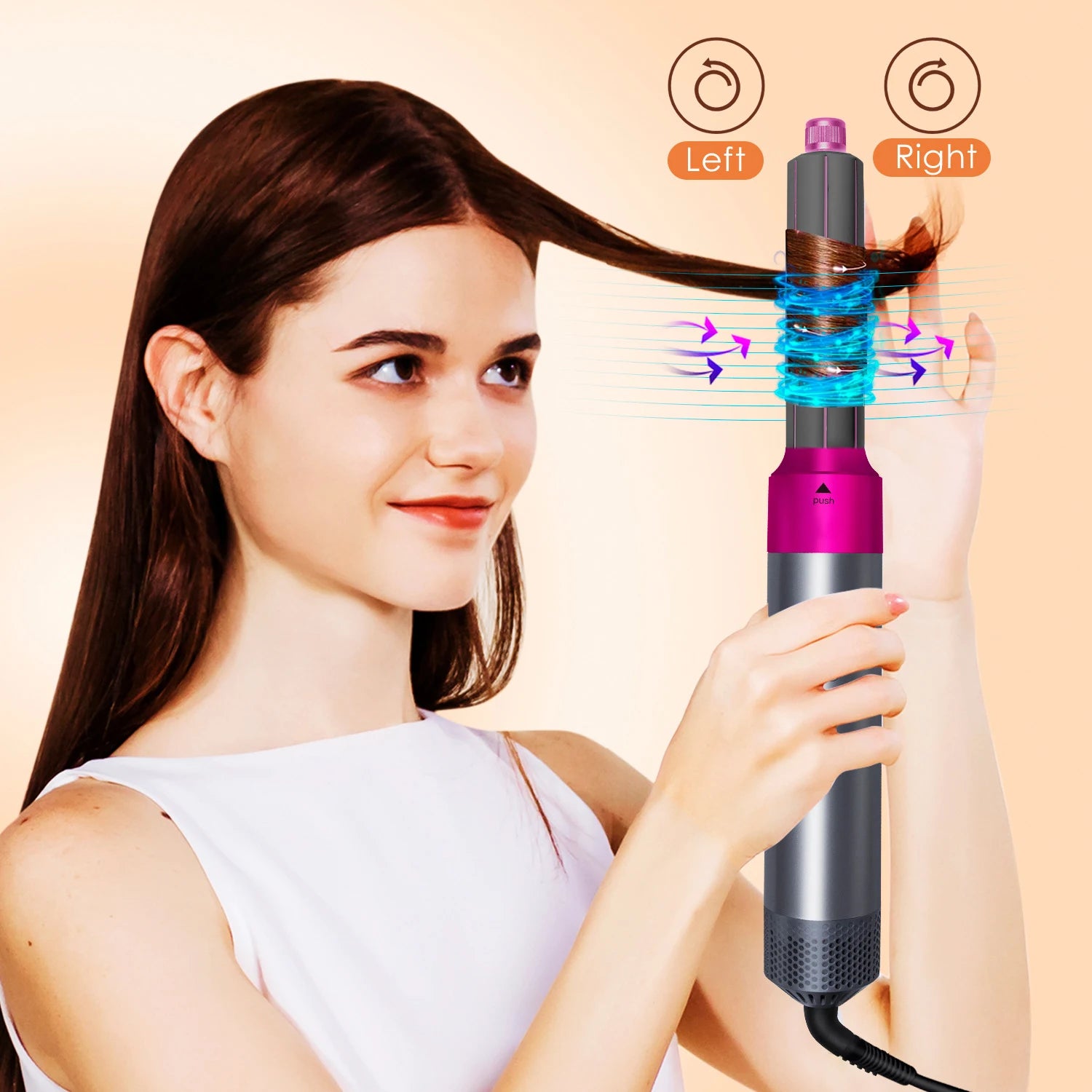 Professional 5-in-1 Hair Dryer Electric Hair Brush For Dyson Airwrap Automatic Hair Curler Straightener Hot Air Comb Home Use.