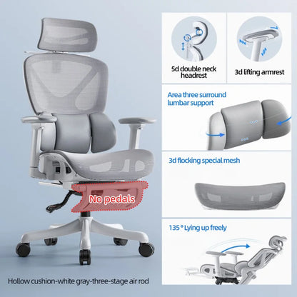 Gaming-Computerstuhl, ergonomischer Heimbürositz, 135-Grad-Backung mit Fußstütze, Lordosenstütze, höhenverstellbarer Sessel